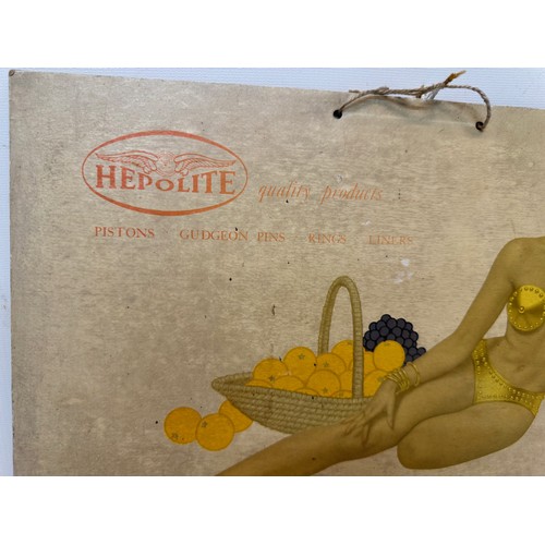 120 - Automobilia, advertising store card, a 1950’s era glamor advertisement for Hepolite products. 40 cm ... 