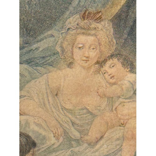 344 - A French C 19th century coloured print, framed, 41 cm x 32 cm.

This lot is available for in-house s... 