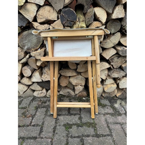 296 - Furniture, wooden framed folding directors style chair. This is one of a group of New Old Stock boxe... 