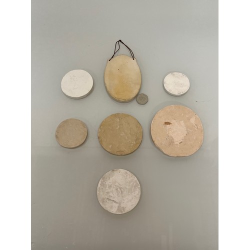 368 - A collection of plaster plaques and medallions, Charles Dickens etc.

This lot is available for in-h... 