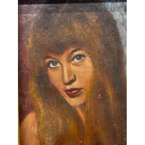 63 - Mid century art, an enigmatic oil on board portrait of a young woman. 37 cm x 32cm

This lot is avai... 