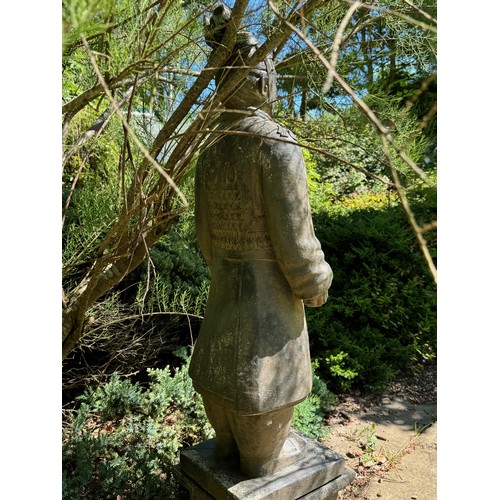 377 - Architectural garden statue, a Chinese terracotta army statue of a General 140 cm tall x 40 cm.

Thi... 