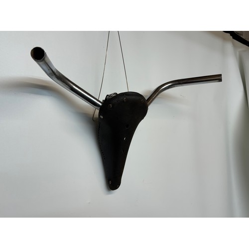 254 - C20th century art, an inspired steers head wall hanging from vintage cycle parts, inspired by Pablo ... 