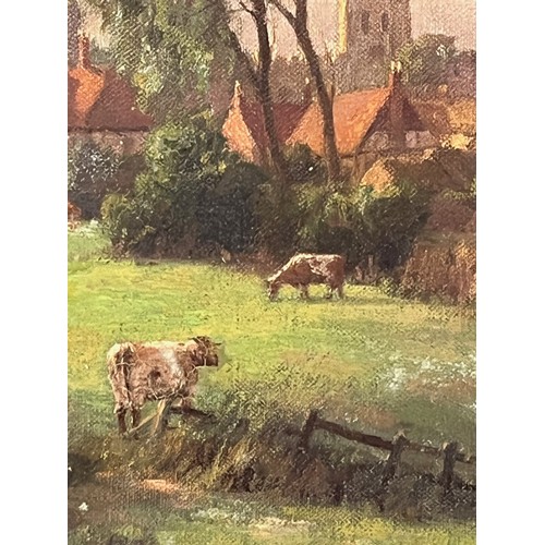 256 - Unframed  C19th oil on canvas of a English rural landscape signed WJR, 16 inches x 12 inches, a/f .
... 