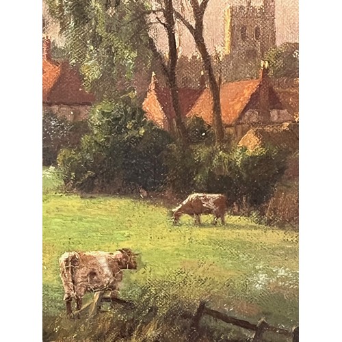 256 - Unframed  C19th oil on canvas of a English rural landscape signed WJR, 16 inches x 12 inches, a/f .
... 