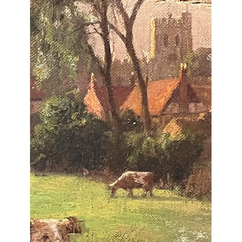 256 - Unframed  C19th oil on canvas of a English rural landscape signed WJR, 16 inches x 12 inches, a/f .
... 