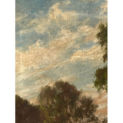 256 - Unframed  C19th oil on canvas of a English rural landscape signed WJR, 16 inches x 12 inches, a/f .
... 