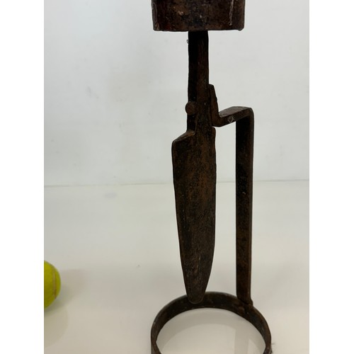 259 - Wrought iron art and crafts blacksmith made candle stand, 37 cm high.

This lot is available for in-... 