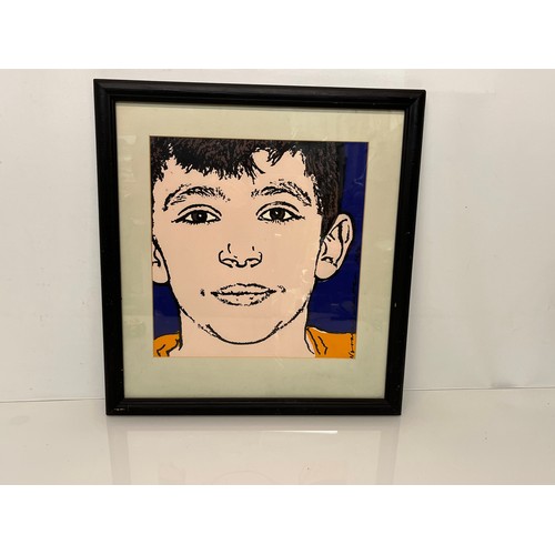 7 - Mid C20th century art, a signed study of a boys face. 47 cm x 49 cm.

This lot is available for in-h... 