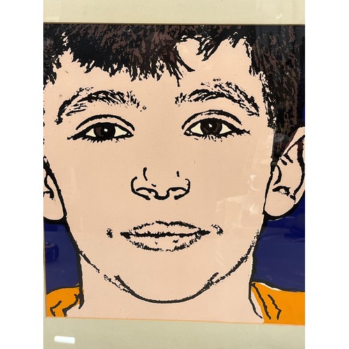 7 - Mid C20th century art, a signed study of a boys face. 47 cm x 49 cm.

This lot is available for in-h... 