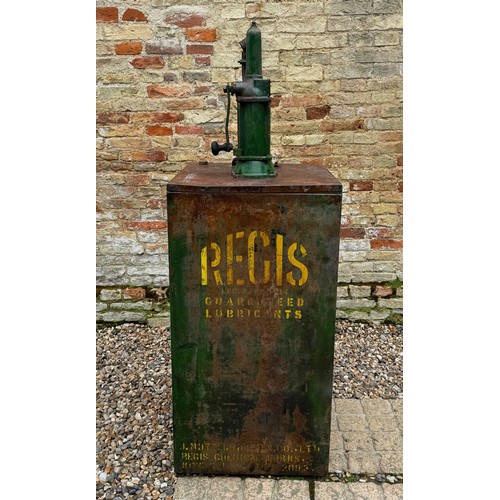 276 - Automobilia, Oil Can Advertising, a pre-war garage forecourt oil dispenser for REGIS lubricants of K... 