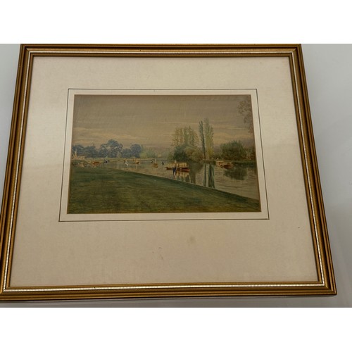 285 - Painting, nautical interest, a period hand coloured photographic print of a Thames Steamer Club meet... 