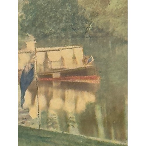 285 - Painting, nautical interest, a period hand coloured photographic print of a Thames Steamer Club meet... 