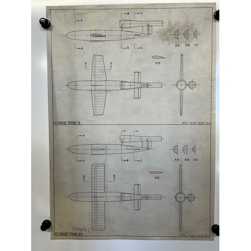 450 - A collection of printed plan drawings of WWII era aircraft on linen from a variety of countries, an ... 