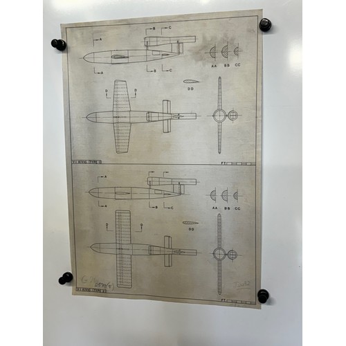 450 - A collection of printed plan drawings of WWII era aircraft on linen from a variety of countries, an ... 