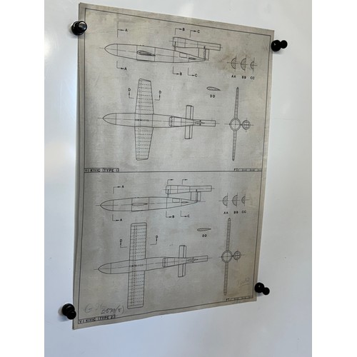 450 - A collection of printed plan drawings of WWII era aircraft on linen from a variety of countries, an ... 