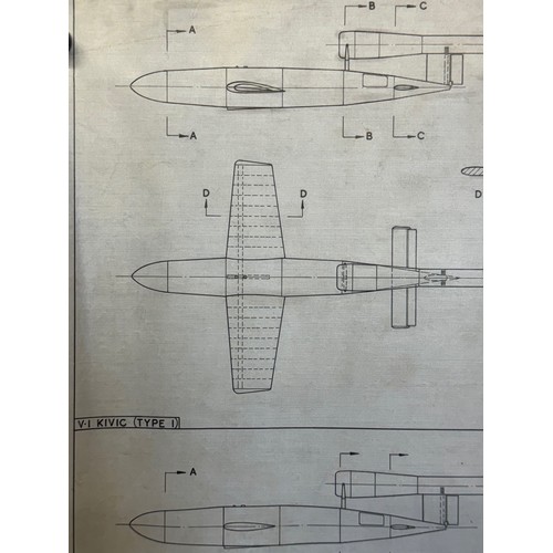 450 - A collection of printed plan drawings of WWII era aircraft on linen from a variety of countries, an ... 