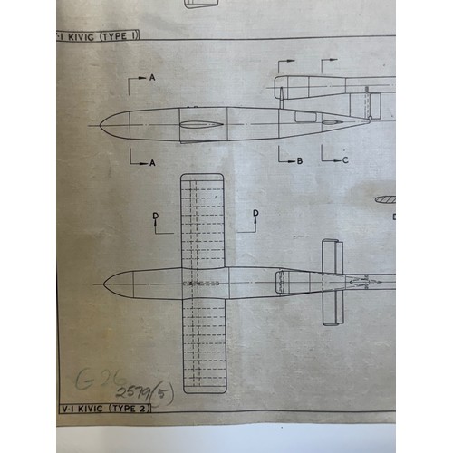 450 - A collection of printed plan drawings of WWII era aircraft on linen from a variety of countries, an ... 