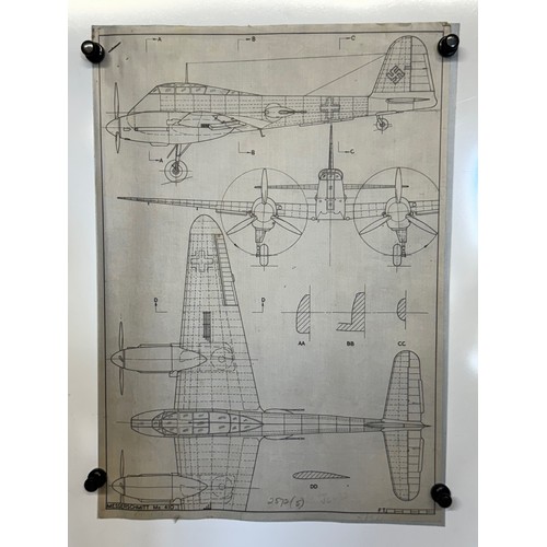 451 - A collection of printed plan drawings of WWII era aircraft on linen from a variety of countries, a M... 