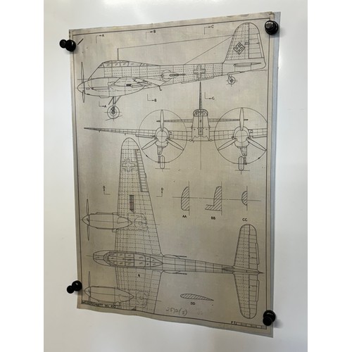 451 - A collection of printed plan drawings of WWII era aircraft on linen from a variety of countries, a M... 