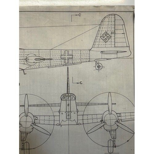 451 - A collection of printed plan drawings of WWII era aircraft on linen from a variety of countries, a M... 