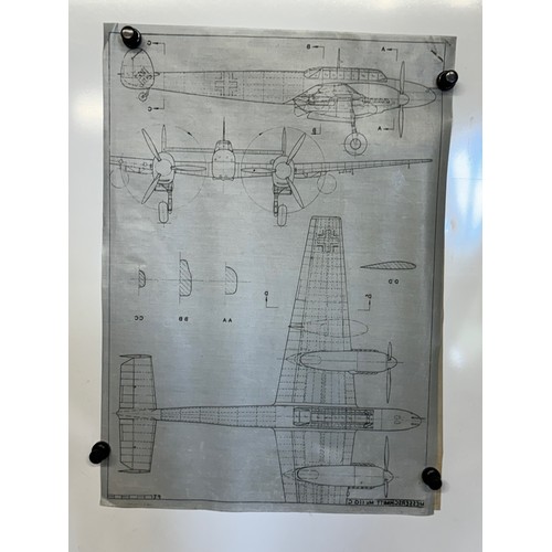 452 - A collection of printed plan drawings of WWII era aircraft on linen from a variety of countries, a M... 