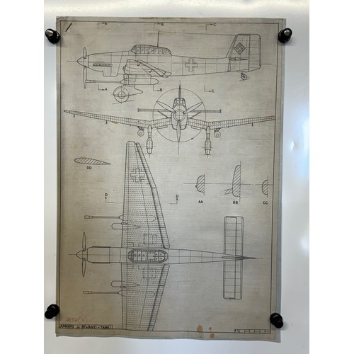 453 - A collection of printed plan drawings of WWII era aircraft on linen from a variety of countries, a J... 