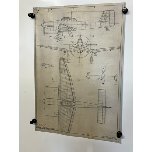 453 - A collection of printed plan drawings of WWII era aircraft on linen from a variety of countries, a J... 