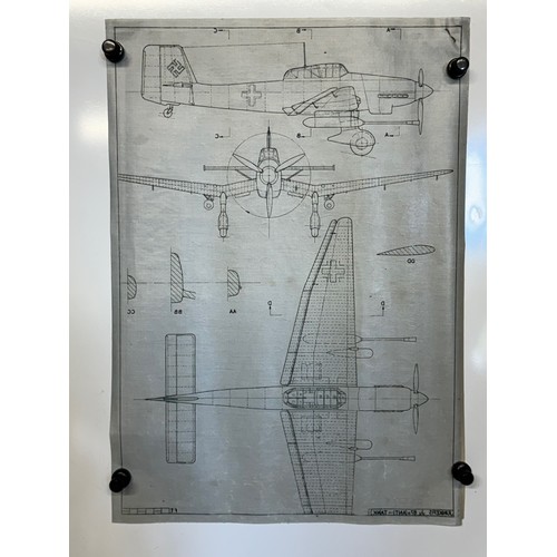 453 - A collection of printed plan drawings of WWII era aircraft on linen from a variety of countries, a J... 