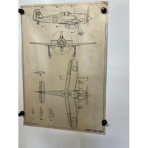 454 - A collection of printed plan drawings of WWII era aircraft on linen from a variety of countries, a F... 