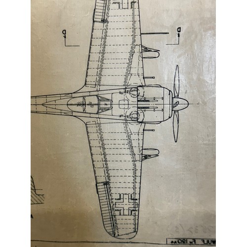 454 - A collection of printed plan drawings of WWII era aircraft on linen from a variety of countries, a F... 