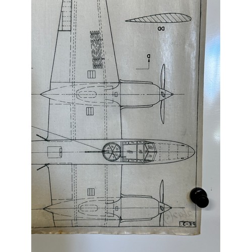 455 - A collection of printed plan drawings of WWII era aircraft on linen from a variety of countries, a P... 