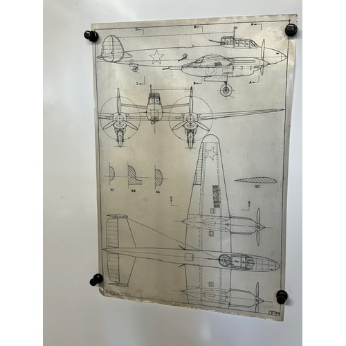 455 - A collection of printed plan drawings of WWII era aircraft on linen from a variety of countries, a P... 