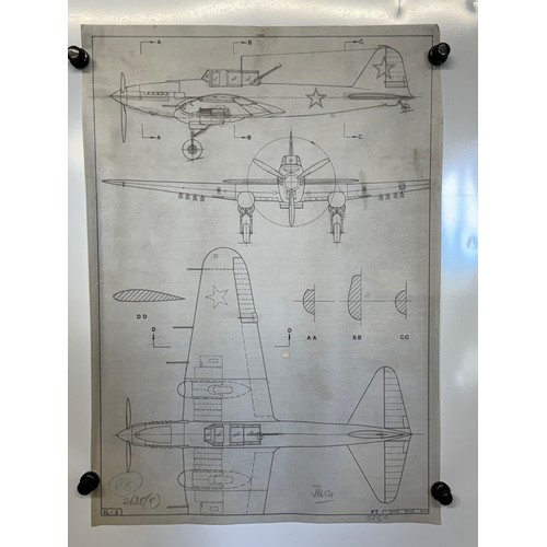 456 - A collection of printed plan drawings of WWII era aircraft on linen from a variety of countries, a I... 