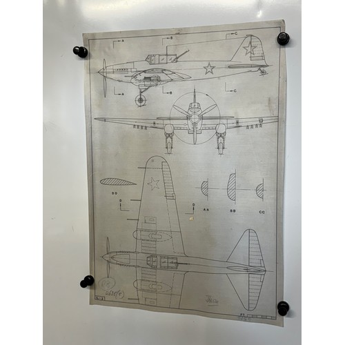 456 - A collection of printed plan drawings of WWII era aircraft on linen from a variety of countries, a I... 