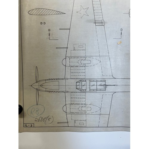 456 - A collection of printed plan drawings of WWII era aircraft on linen from a variety of countries, a I... 