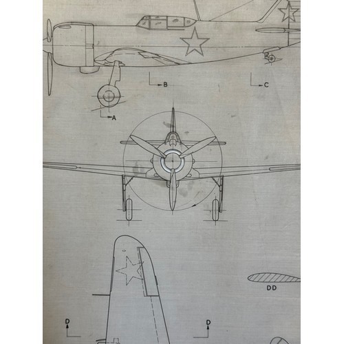 458 - A collection of printed plan drawings of WWII era aircraft on linen from a variety of countries, a L... 