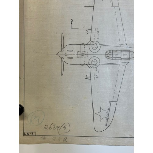 458 - A collection of printed plan drawings of WWII era aircraft on linen from a variety of countries, a L... 