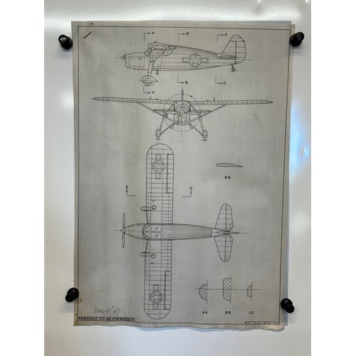 462 - A collection of printed plan drawings of WWII era aircraft on linen from a variety of countries, a F... 