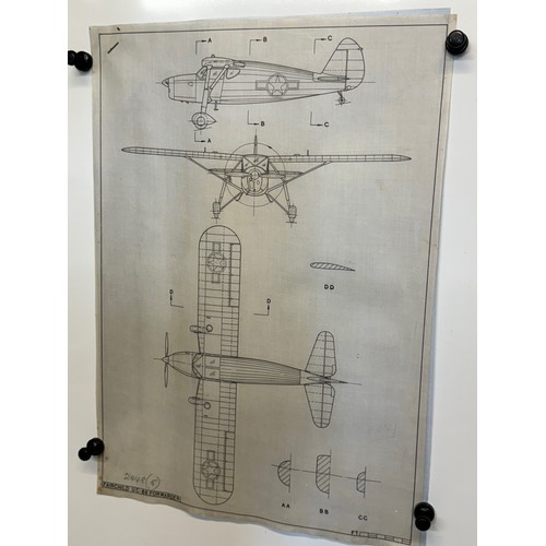 462 - A collection of printed plan drawings of WWII era aircraft on linen from a variety of countries, a F... 