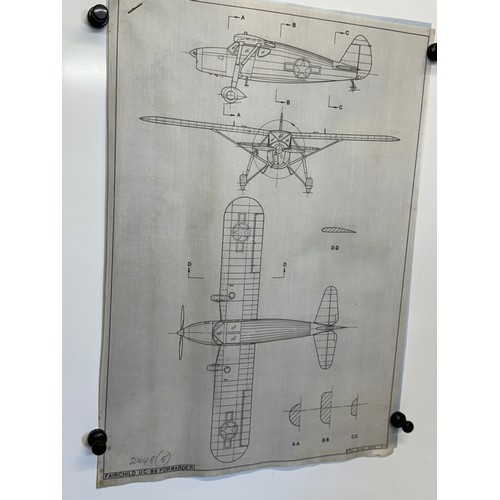 462 - A collection of printed plan drawings of WWII era aircraft on linen from a variety of countries, a F... 