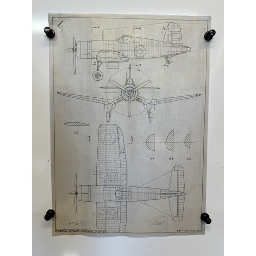 463 - A collection of printed plan drawings of WWII era aircraft on linen from a variety of countries, a C... 