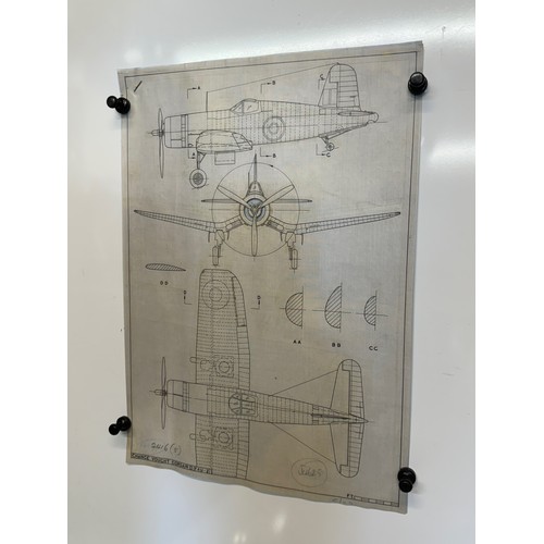 463 - A collection of printed plan drawings of WWII era aircraft on linen from a variety of countries, a C... 