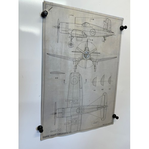 463 - A collection of printed plan drawings of WWII era aircraft on linen from a variety of countries, a C... 