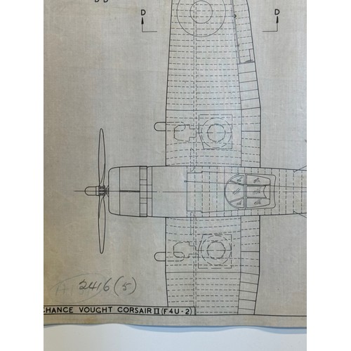 463 - A collection of printed plan drawings of WWII era aircraft on linen from a variety of countries, a C... 