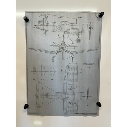 463 - A collection of printed plan drawings of WWII era aircraft on linen from a variety of countries, a C... 