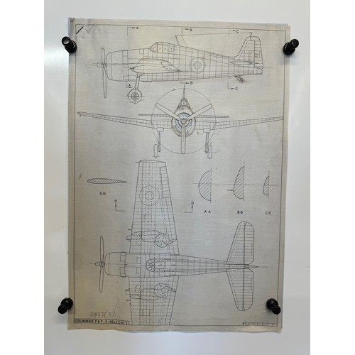 464 - A collection of printed plan drawings of WWII era aircraft on linen from a variety of countries, a G... 