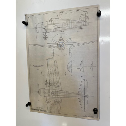 464 - A collection of printed plan drawings of WWII era aircraft on linen from a variety of countries, a G... 