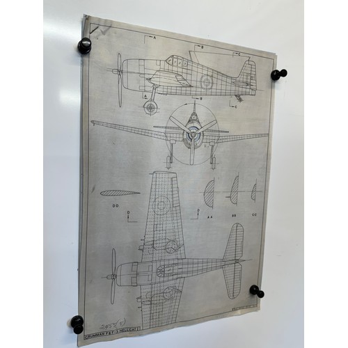 464 - A collection of printed plan drawings of WWII era aircraft on linen from a variety of countries, a G... 