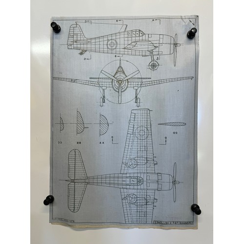 464 - A collection of printed plan drawings of WWII era aircraft on linen from a variety of countries, a G... 